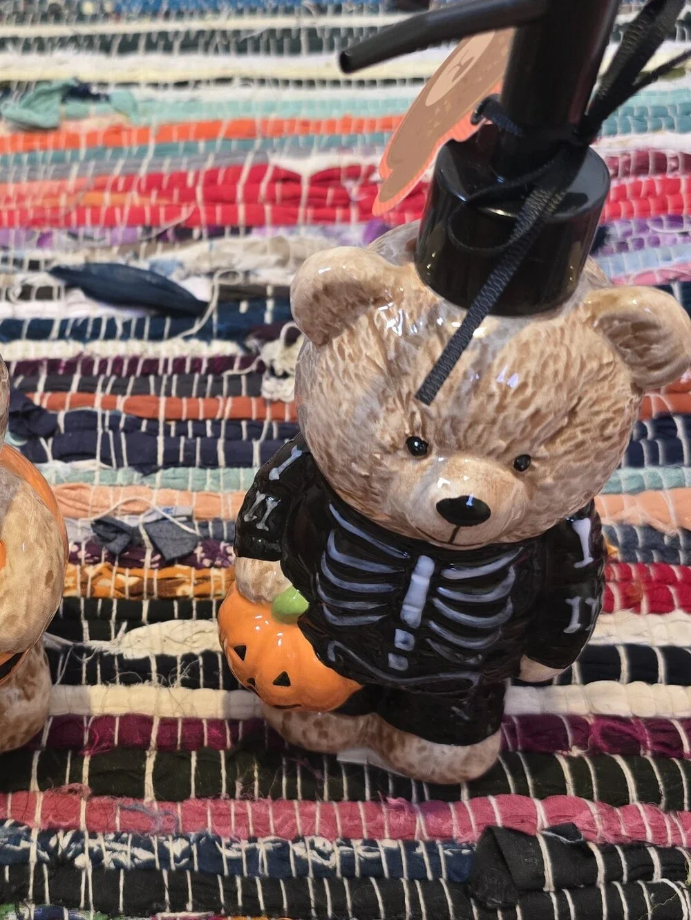 2 Teddy Bear Halloween Soap Dispenser Pumpkin Teddy Bear Skeleton Teddy bear